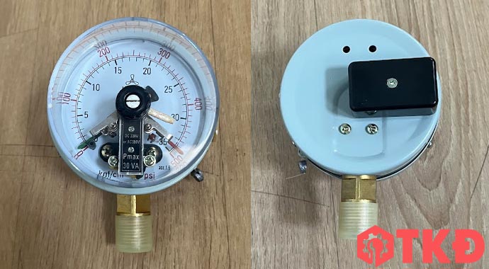 đồng hồ đo áp suất có chỉnh 3 kim chân đứng 4 đồng hồ đo áp suất có chỉnh 3 kim chân đứng 4