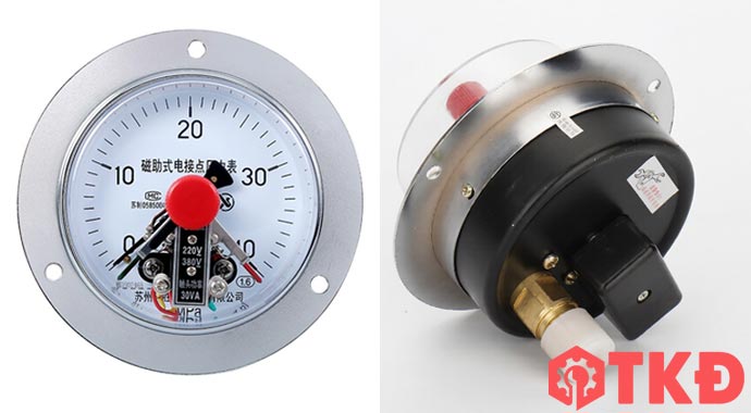 đồng hồ đo áp suất có chỉnh 3 kim chân sau 6 đồng hồ đo áp suất có chỉnh 3 kim chân sau 6
