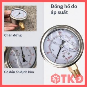 đồng hồ đo áp suất có dầu chân đứng