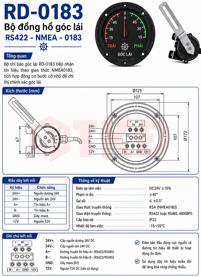 thông số kỹ thuật bộ đồng hồ góc lái rs422 nmea 0183 thông số kỹ thuật bộ đồng hồ góc lái rs422 nmea 0183