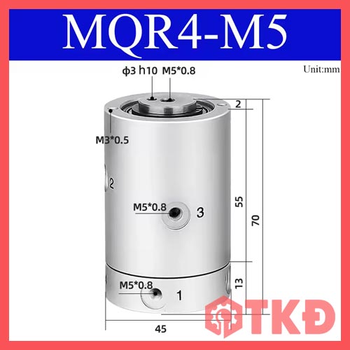 khớp nối xoay khí nén mqr mqrf ren m5 5