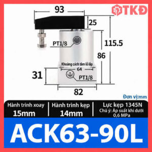 xi lanh kẹp xoay khí nén 90 độ ACK63-90L