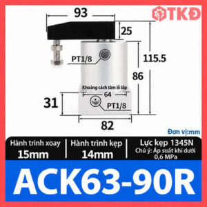xi lanh kẹp xoay khí nén 90 độ ACK63-90R